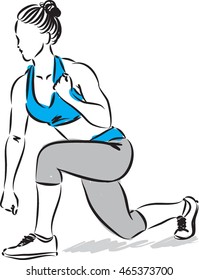 fitness woman stretching kick boxing illustration