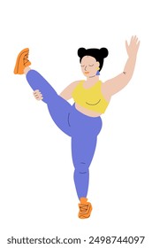 Fitness Woman Stretching. Vector Flat Design