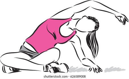 fitness woman stretching vector illustration