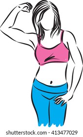 fitness woman strong gesture illustration