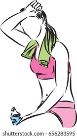 fitness woman tired vector illustration