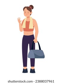 fitness woman with towel illustration