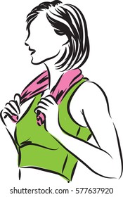 fitness woman with towel illustration