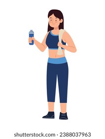 fitness woman with water bottle illustration