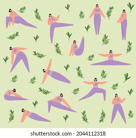 fitness women pattern and leaves