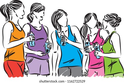 fitness women runners bott...er vector illustration
