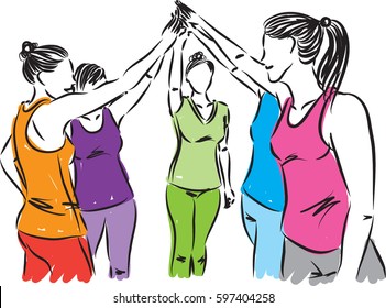 Fitness Women Team Illustration