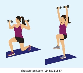 Fitness women weight lifting workout vector image.