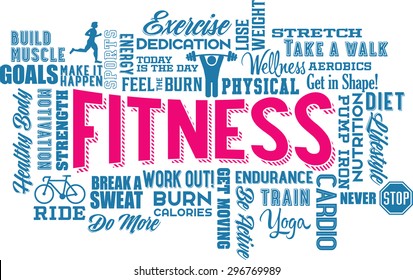 Fitness Word Cloud and Collage 