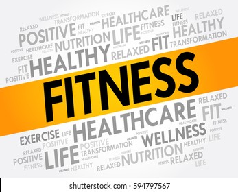 FITNESS Word Cloud Collage, Health Concept Background