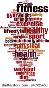 Fitness word cloud concept. Vector illustration