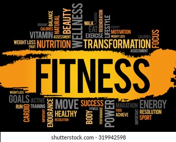 FITNESS word cloud, sport, health concept