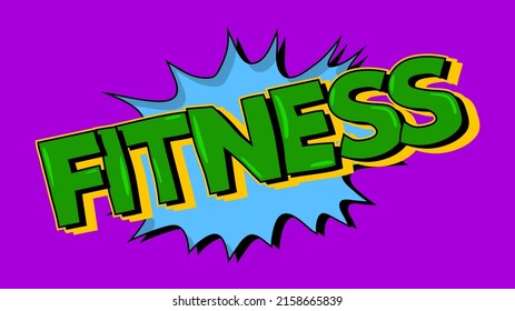 Fitness. Word written with Children's font in cartoon style.