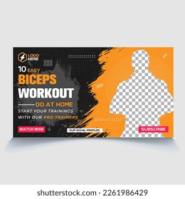Fitness and workout editable eps vector web thumbnail design