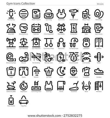 Fitness Workout Exercise Training Bodybuilding Icon Collection