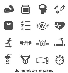 fitness workout icon set vector