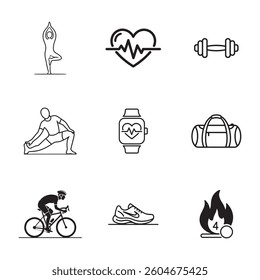 Fitness and Workout Icons set.