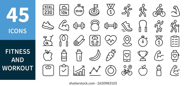 Fitness- und Trainingssymbole, Vektorgrafik-Set
