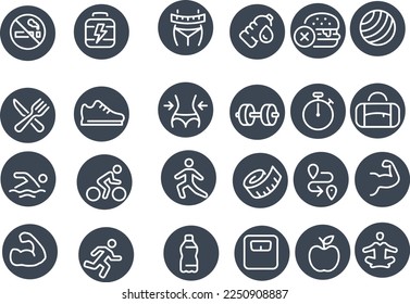 Fitness and Workout Line Icons exercise