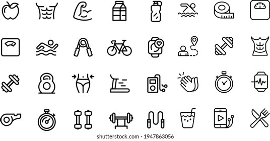 Fitness and Workout Line Icons vector design  