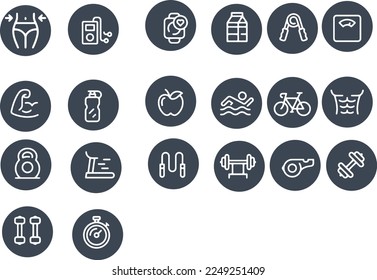 Fitness and  Workout Outline Icons vector design