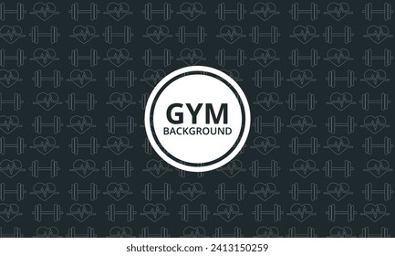 Fitness and Workout Seamless Pattern and Background with Line Icons