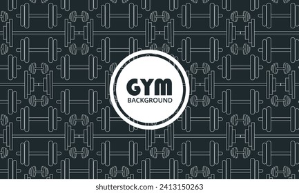 Fitness and Workout Seamless Pattern and Background with Line Icons