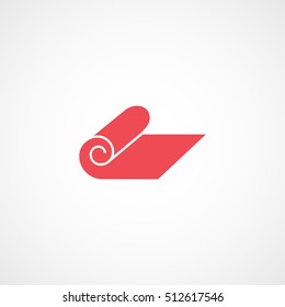 Fitness Yoga Mat Red Flat Icon On White Background