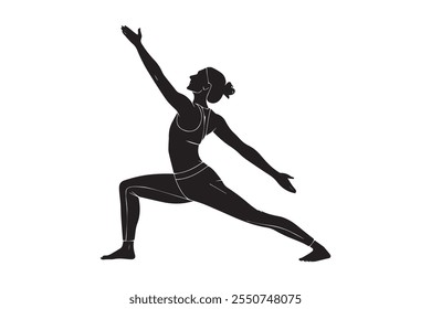 fitness yoga silhouette on white background