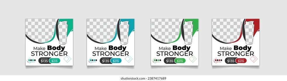Fitness, Yoga, Sports Social Media Post square banner and Web Banner Template Collection with Unique Style