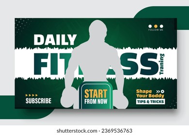 Fitness YouTube Thumbnail cover banner template 