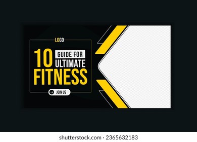 Fitness YouTube  thumbnail design Fitness gym customizable video thumbnail. Video cover photo template for YouTube channel. 