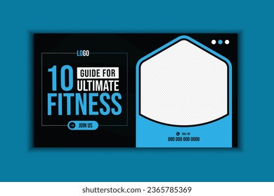 Fitness YouTube  thumbnail design Fitness gym customizable video thumbnail. Video cover photo template for YouTube channel. 