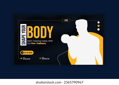 Fitness YouTube  thumbnail design Fitness gym customizable video thumbnail. Video cover photo template for YouTube channel. 