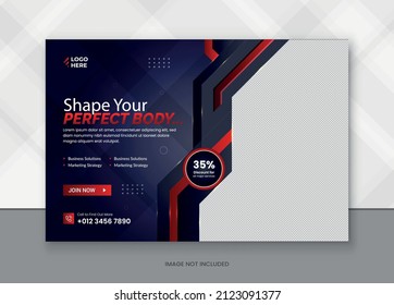 Fitness-Gym banner or Horizontal banner for social media post template