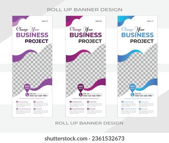 Fitnessroll up banner design, standee and banner template decoration for exhibition, printing, presentation and brochure flyer concept vector illustration