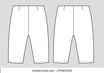 Pantalones cortos de bermuda con cintura elástica. Diseño de moda dibujos planos planos dibujos técnicos Ilustrador plantilla vectorial.