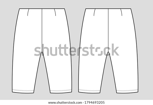 Fitted bermuda cycling shorts with an elastic\
waist. Fashion design flat sketches technical drawings Illustrator\
vector template.