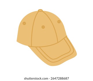 Fitted Cap Baseball Hat. Summer Head Fashion accessory clothing technical illustration. Vector headgear for Men, women, unisex style, flat template CAD mockup sketch outline isolated