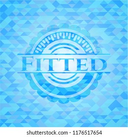 Fitted light blue emblem. Mosaic background
