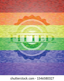 Fitted on mosaic background with the colors of the LGBT flag