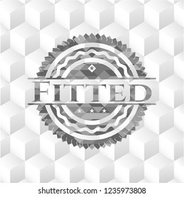 Fitted retro style grey emblem with geometric cube white background