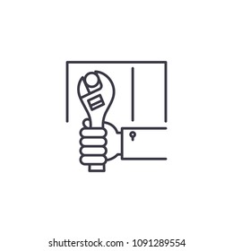 Fitters work linear icon concept. Fitters work line vector sign, symbol, illustration.
