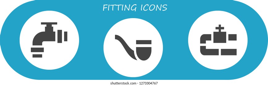  fitting icon set. 3 filled fitting icons. Simple modern icons about  - Pipe