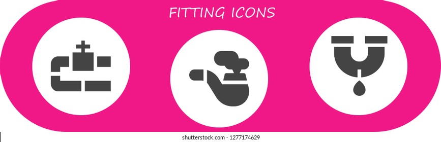  fitting icon set. 3 filled fitting icons. Simple modern icons about  - Pipe