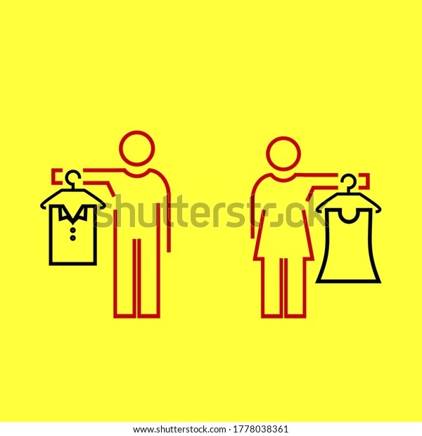 Fitting room sign. Changing room\
icon. Dressing room design concept.  Illustration\
vector