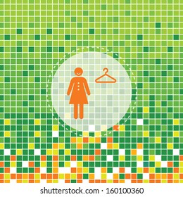 fitting room symbol on green background