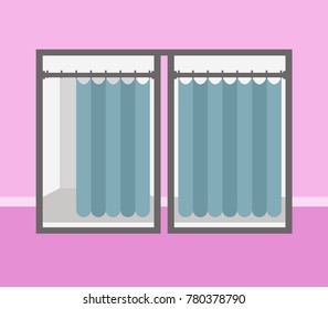 Fitting rooms, flat style vector illustration.