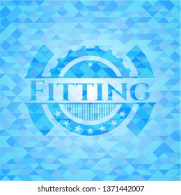 Fitting sky blue emblem with triangle mosaic background