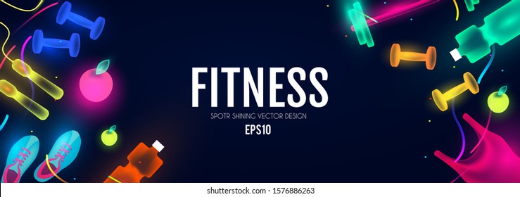 Fittnes and sport shining background. Shining equipment.